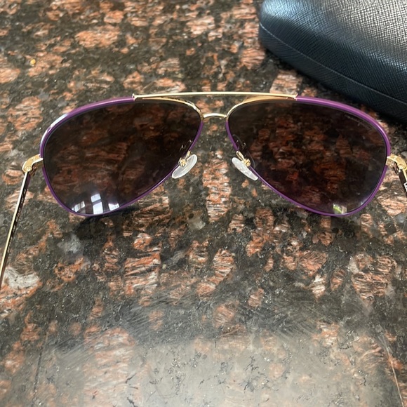 Ferragamo Purple and Gold Aviator Sunglasses - Picture 6 of 8